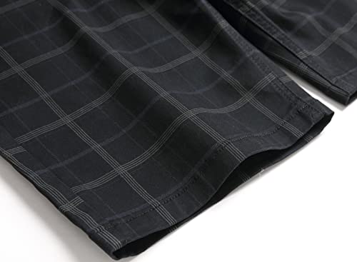 Men's Black Summer Slim Fit Stretch 9" Inseam Casual Comfort Khaki Plaid Chino Shorts,1301,36 #TOP5