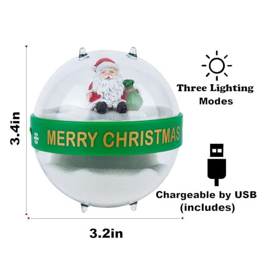 Sevnprime H68 Snow Globe With Led Color Changing Snowman & Santa Claus Ornament thumb #2