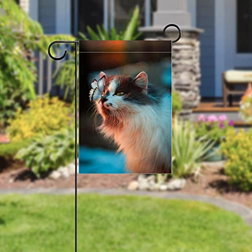 Drapeau de jardin double face de qualité supérieure motif chat en maille polyester - 5