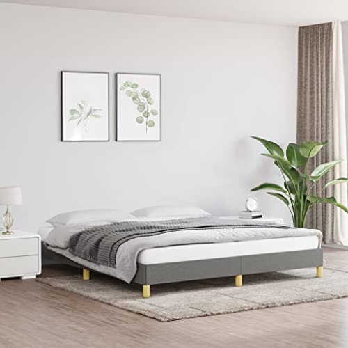 vidaXL Estructura de Cama Matrimonial Somier Tapizado Dormitorio Base Habitación Muebles Mobiliario Hogar Cuarto Descanso Tela Gris Oscuro 180x200 cm