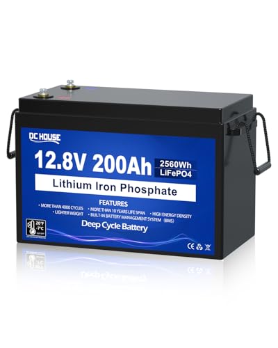 DCHOUSE 12V 200Ah LiFePO4 Battery, Improved 200A BMS, Low Temperature Protection, 4000-10000 Cycles Deep Cycle Lithium Battery, Perfect for Marine Trolling Motor, Caravans| 12V 200AH Low Temp
