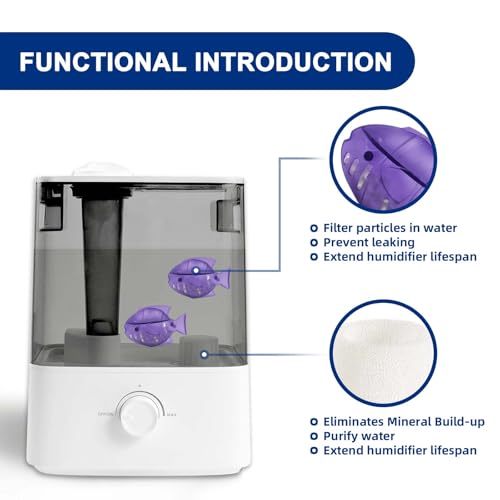 Image of Top-Fill Humidifier Replacement Filter for Levoit Dual150 Dual200S Classic160 Classic300(S) LV600S LV600HH OasisMist450S | OasisMist600S Superior 6000S - 10 Filters and 2 Clean Fish