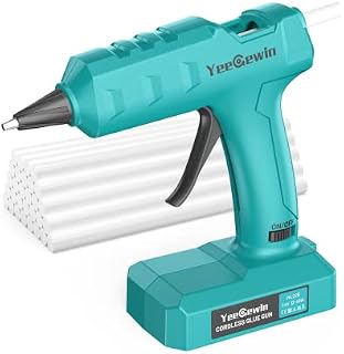 Cordless Glue Gun, Yeegewin Mimi Glue Gun Fast Preheating Hot Glue Gun Rechargeable with 2000mAh Lithium Battery and 30pcs Hot Glue Sticks 7x150mm for Quick Home Repairs, DIY, Craft, Decorations
