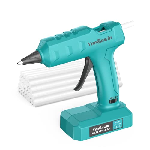 Yeegewin Akku-Heißklebepistole 40W kabellos Klebepistole mit 30 Heißklebesticks 7mm*150mm, wiederaufladbarer 2000mAh battery Schnelles Vorheizen für DIY Kleine Handwerk und schnelle Reparaturen Cover
