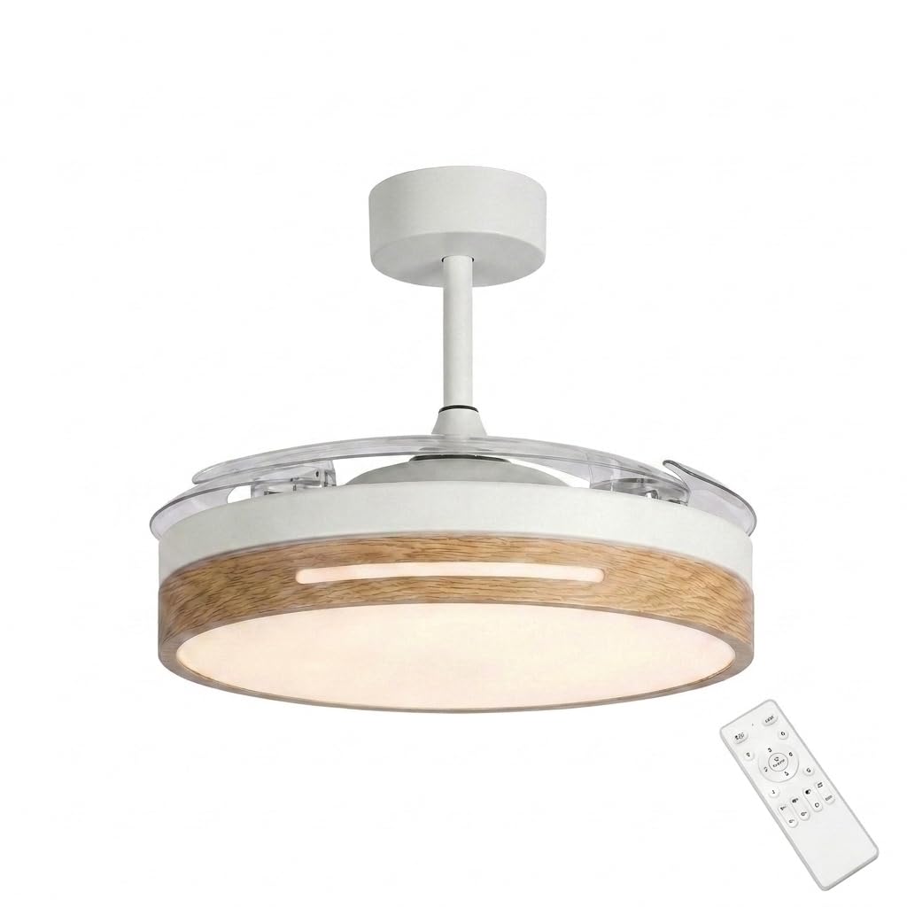 Ventilador de Techo con Luz LED Regulable 60W, Motor DC Silencioso, 3 Temperaturas de Color, 6 Velocidades, Mando a Distancia, Función Verano/Invierno, Modo Noche, 106 cm (Madera Natural)