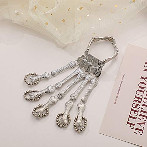 Pulseira de dedo de caveira de Halloween com anel de esqueleto e pulseira gótica para mulheres e men