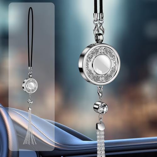 Difusor de ar para carro, pingente decorativo de fragrância para espelho retrovisor, design de metal, suporte de perfume aromático, interior de veículo, cordão ajustável durável (exceto aromaterapia)