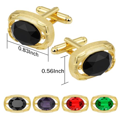 Mancuernas de Cristal para Hombre Doradas y Negras miniatura 5