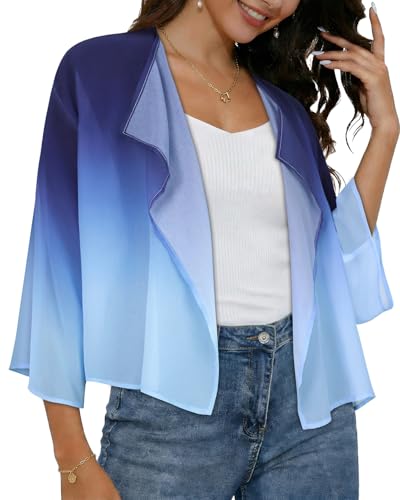 Image of Womens Summer Tops Short Shrugs Kimono Cardigans Casual Chiffon Bolero Jackets 2026