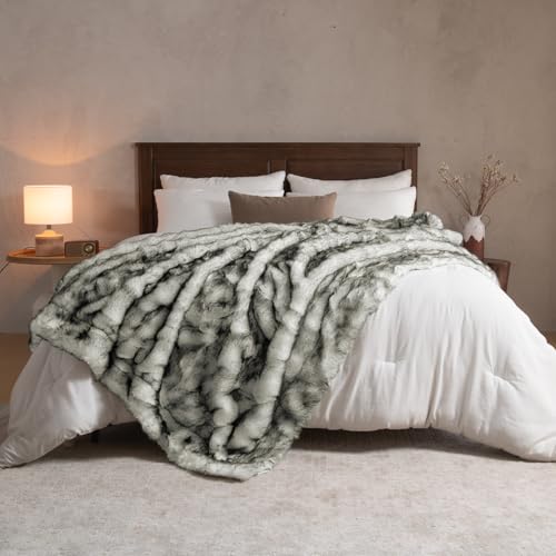 HOMFINE Felldecke Kuscheldecke Kunstfell Kunstfelldecke 130x150cm Weiß – Ansicht 6
