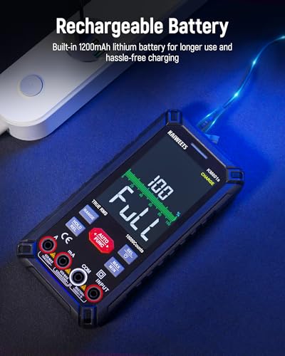 KAIWEETS Multimeter Tester 10000 Counts TRMS, Rechargeable Smart Digital Multimeter with Auto Ranging, Voltmeter Measures Voltage Current Resistance Continuity Duty-Cycle Capacitance Frequency
