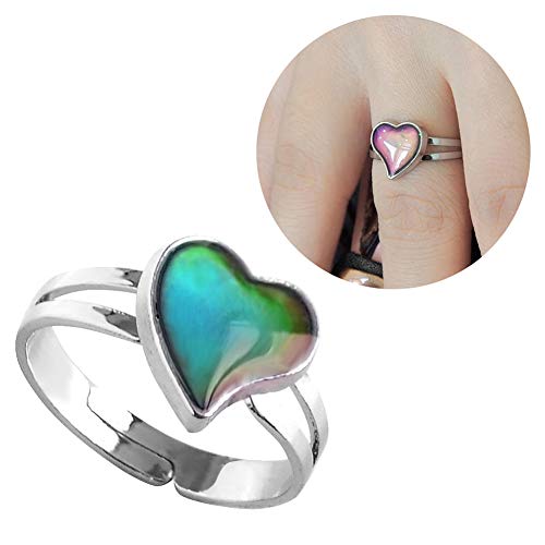 Mood Ring Love Heart Color Changing Emotional Feeling Adjustable Size Mood Rings 2pcs(Love Heart)3