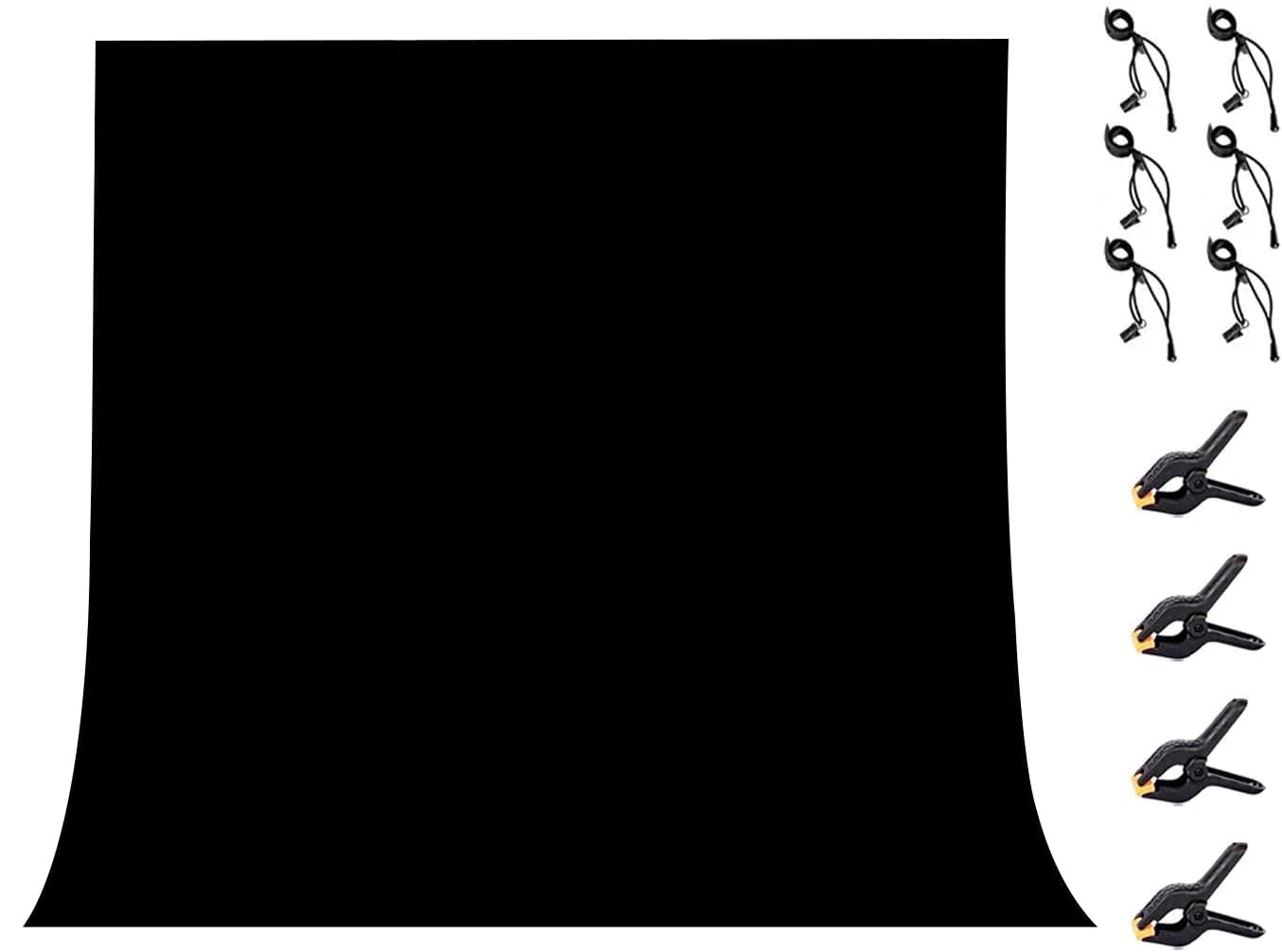 LYLYCTY 10x10ft Backdrop Black Non-Woven Fabric Background Solid Color Photo Backdrop Video Photography Props with 4X Spring Clamps,6X Clips WLY50