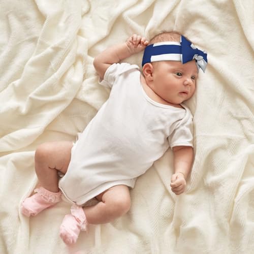 Finnish flag Baby Bow Headband. Comfortable baby headband, suitable for daily wear and photo props.4