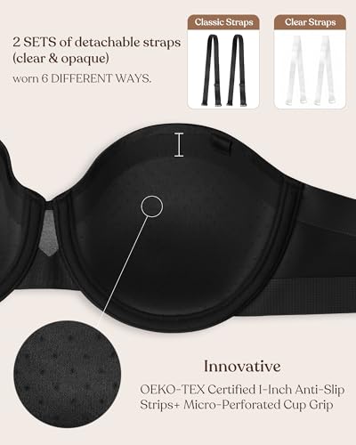 HSIA Strapless Bra for Large Breasts, Plus Size Minimizer Push Up Underwire - image 6