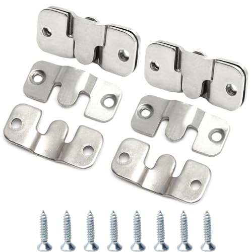 Image of MroMax 30PCS Flush Mount Bracket 1.69 inch x 0.75 inch Interlocking Photo Frame Hook Zinc Plated Wall Mount Clip Hook for Picture Display Art Gallery Wall Mount Hardware Silver