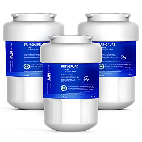 Bringpure MWF Water Filter Replacement for GE Refrigerators, Compatible with GE Smart Water MWF, HDX FMG-1, MWFP, MWFA, Kenmore 9991, MWFINT,GWF, GSE25GSHECSS, RWF1060, WFC1201, 197D6321P006(3 Pack)