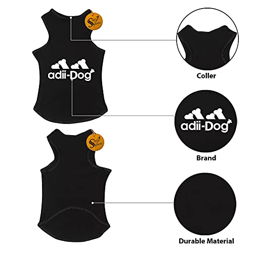 Image of Sage Square Set of 2, Comfort Cotton Dog T-Shirt, Sleeveless Vest for Dog Clothes, Puppy Tank Top Fashion Apparel (Black + Red) (Small - 14Inch)