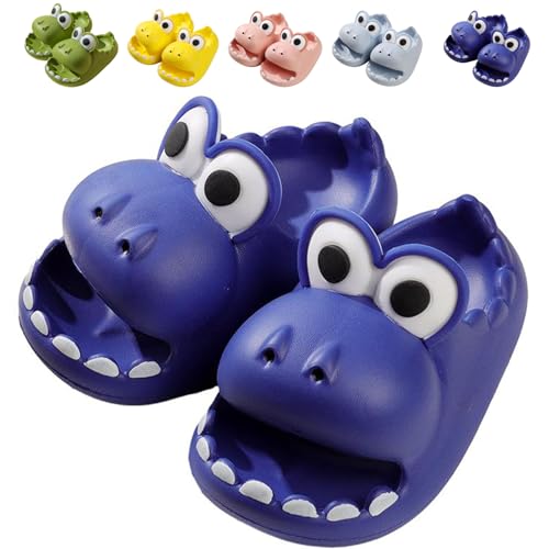 Cute Cartoon Design Kids Sandals Boys Toddler Girls Dinosaur Slippers Friendly Shoes with Non-Slip Comfy Thick Sole for Beach Pool Shower Indoor and Outdoor Use(Little Kid 10.5-11.5(175mm), Blue)