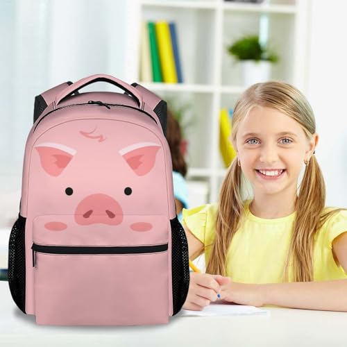 Kids Backpack for School, 17 Inch Cute Pig Backpacks for Girls 4-6, Pink Large Capacity Animal Bookbag for Travel, Middle School2