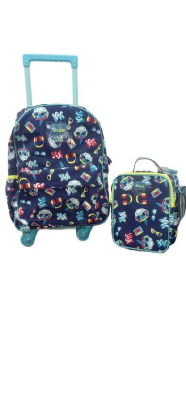 Kit Mochila Escolar com Rodinha e Lancheira Tubarão Hip Hop Puket
