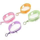 [iplusmile] 4個 透明製ドール収納ポーチ キーホルダー付き 防塵防水クリアディスプレイバッグ フィギュア ミニドール 化粧品 鍵整理用コンパク