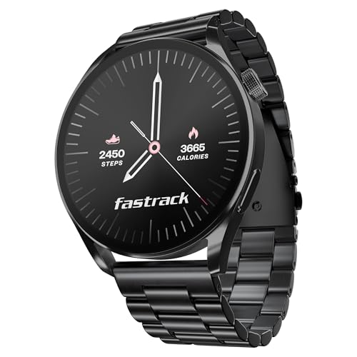 Image of Fastrack Dezire FX1 1.38 inch Smart Watch with BT Calling, 100+ Sports Modes, BP Monitoring, Functional Crown, Metal Alloy Case - Smartwatch for Men & Women (Metal Strap, Black)