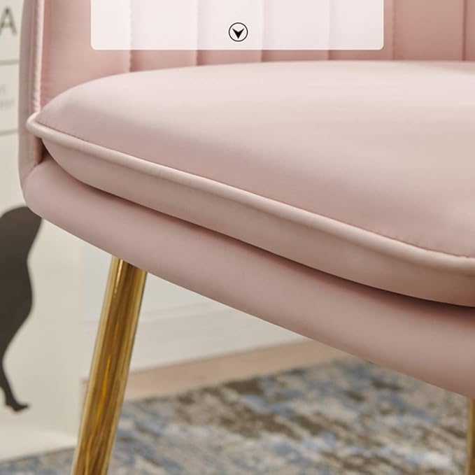 Image of Baby Pink Velvet Chair for Home | Modern Accent Armchair in Soft Velvet Fabric with Golden Legs | Set of 2 Premium Accent Chair for Living Room Bedroom Restaurent | Baby Pink, 2 pc (Baby Pink)