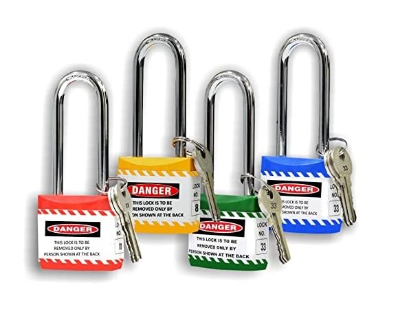 Loto Industrial Safety Long Shackle Jacket Padlock with 3 Keys (Set of 4) Red, Yellow, Green & Blue-image-12