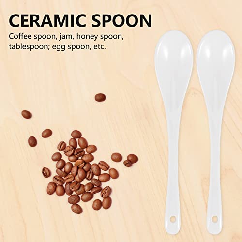 Geieold Set von 5 Keramik Loeffel Teeloeffel Loeffel Marmelade Honig Marmeladenlöffel Eierlöffel Perlmutt Porzellan Rice keramiklöffel