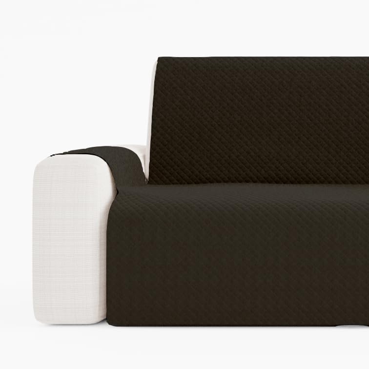 GAMUSI 3-Seater Sofa Cover, 3-Seater Sofa Cover (up to 185 cm Width), Padded Smooth Cotton, Breathable, Dark Grey