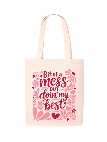 Image of DOODLE Premium Canvas Tote Bag for Women with Zip and Inner Pocket for Shopping, Office, Travel and Daily Use