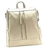 Florence ORF100I Sac � dos de ville en cuir v�ritable pour femme Beige, beige, mittel 30x33x16cm, Sac � dos