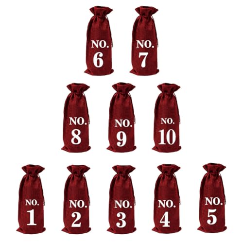 OFFIGAM 10 Bolsas de Yute para Vino Cordón, Reutilizables, para Botellas de 750ml, Ideales para Fiestas y Banquetes, Material Resistente y Diseño Elegante