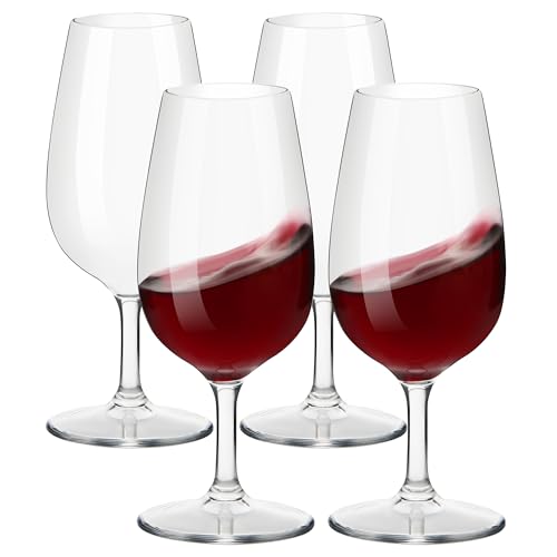 HAHASHOW   Copas de vino tinto, 100% Tritan plástico, vasos de cristal, 230 ml, vasos de pie para lavavajillas, copas de vino blanco para restaurantes, fiestas, juego de 4