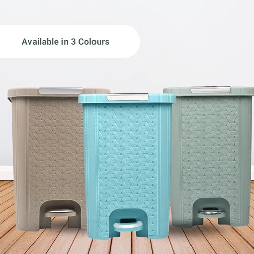 Image of FLAIR Ultra Home Pedal Trash Bin - 8L Medium Dustbin with Inner & Lid | Unbreakable Plastic, Odor Control, Lightweight | Non Garbage Smell | Perfect for Bathroom, Kitchen & Office (Beige)
