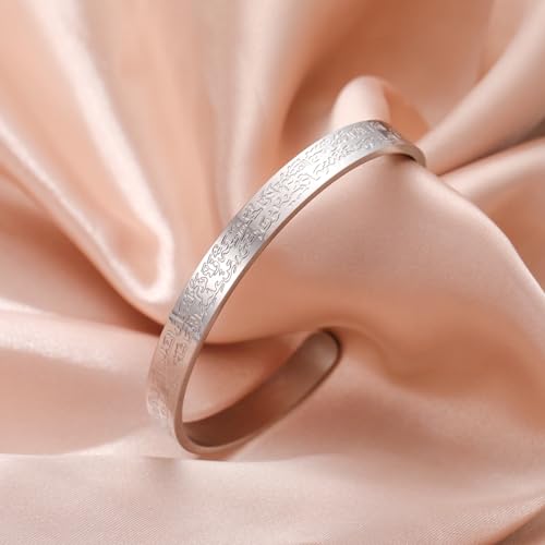 Dreamtimes Islamic Ayatul Kursi Bracelet for Women Muslim Quran Allah Openable Bangles Allah Bangles Bracelets Ayatul Kursi Arabic Calligraphy Cuff Bracelet for Men Islam Eid Ramadan Gifts3