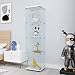 Zipzop Modern 64.5'' Contemporary 4-Shelf Case Glass Display Cabinet in Clear with Door, Curio Cabinet Collection Display Case, Floor Standing Bookshelf for Living Room Bedroom Home Office