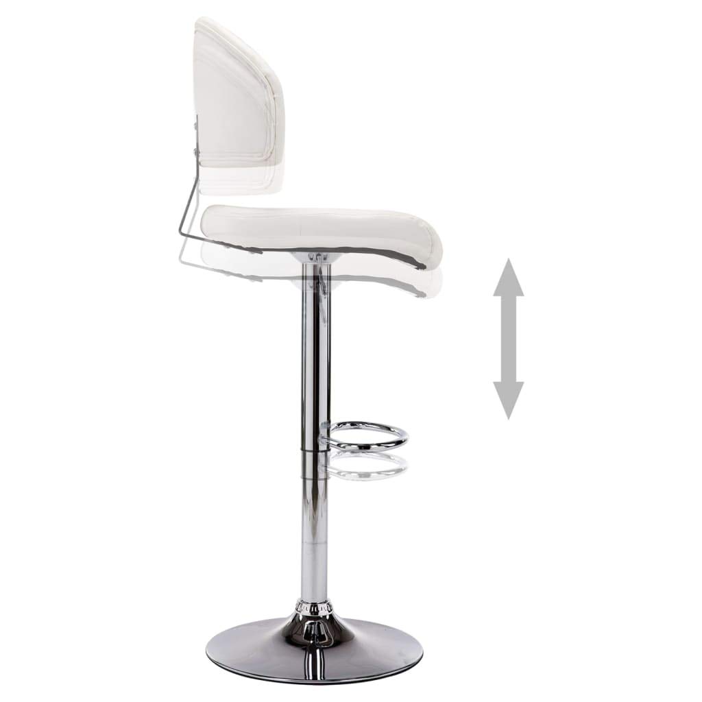 Taburete de bar ergonómico para mayor comodidad con funda de piel sintética blanca y muelle de gas, taburete giratorio con reposapiés y altura regulable, diseño atemporal