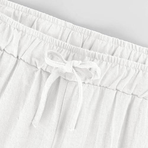 Wide Leg Linen Pants Women Lightweight Comfy High Waisted Baggy Lounge Pants Cropped Casual Summer Flowy Ankle Capris3