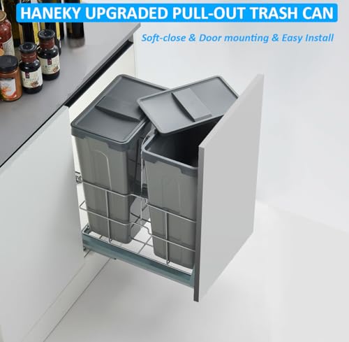 Caneca de basura doble extraíble bajo gabinete 47Qt miniatura 2