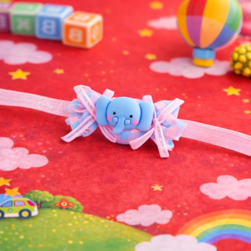 Image of CraftVatika Rakhi for Kids Brother, Rakhi Set of 1 for Brother Boys Kids, Cute Elephant Designer rakhis for Children Toddlers, Rakshabandhan Combo with Wishes Card Tilakk, Rakhies for Little Brother