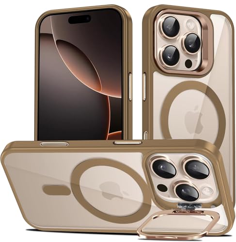 VONZEE PC For iPhone 16 Pro Max Case, Compatible With Magsafe, Military-Grade Protective Case, Built-In Stash Stand Phone Case, Scratch-Resistant Back Cover, Classic Series | Desert Titanium