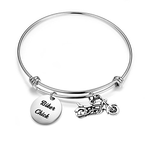 Seiraa Biker Gift Motocycle Bracelet Biker Chick Gift Expandable Bracelet Jewelry (Biker Chick) #TOP3