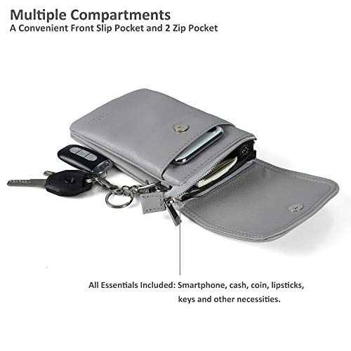 Image of befen Genuine Leather Small Crossbody Bags for Women Cell Phone Bag Cross Body Purses,Silver Zipper