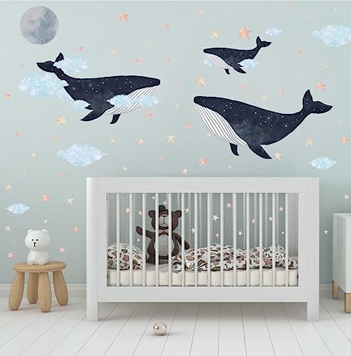 Vinilo Decorativo Ballena Acuarela para Pared 36x12 pulg miniatura 5
