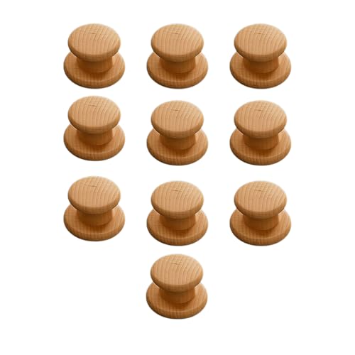 Image of 10 Piece Steam Beech Wood Drawer Knob 1.5 Inch| Premium Wooden Cabinet Door Handle | Round Furniture Knobs for Drawers, Wardrobes & Cupboards | Natural Finish Pull Handle for Home & Kitchen