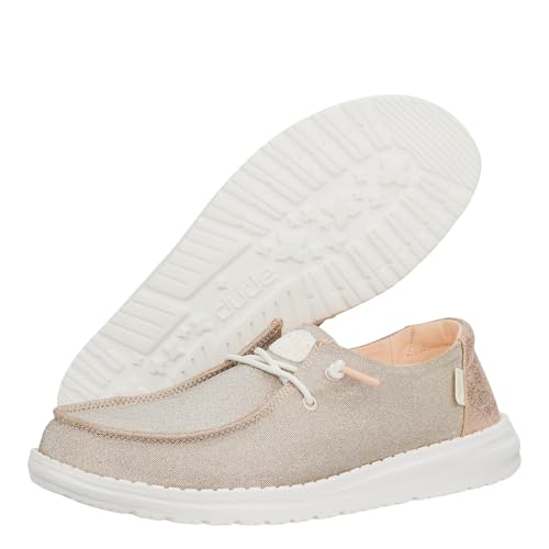 Image of HEYDUDE Women's Wendy Metallic Sparkle Slip On Loafer | Elastic Laces
