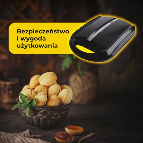 Peanut machine 1600W, cookie maker, non-stick coating, baking 24 halves at the same time, overheat protection, sweet and salty nuts, vertical storage black - Image 6