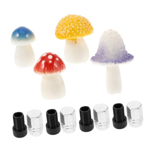 VICASKY 4Pcs Cute Mushroom Shape Tire Valve Caps Fun Decorative Valve Covers for Cars Bicycles Durable Construction Unique Design for Easy Inflation Car Accessories